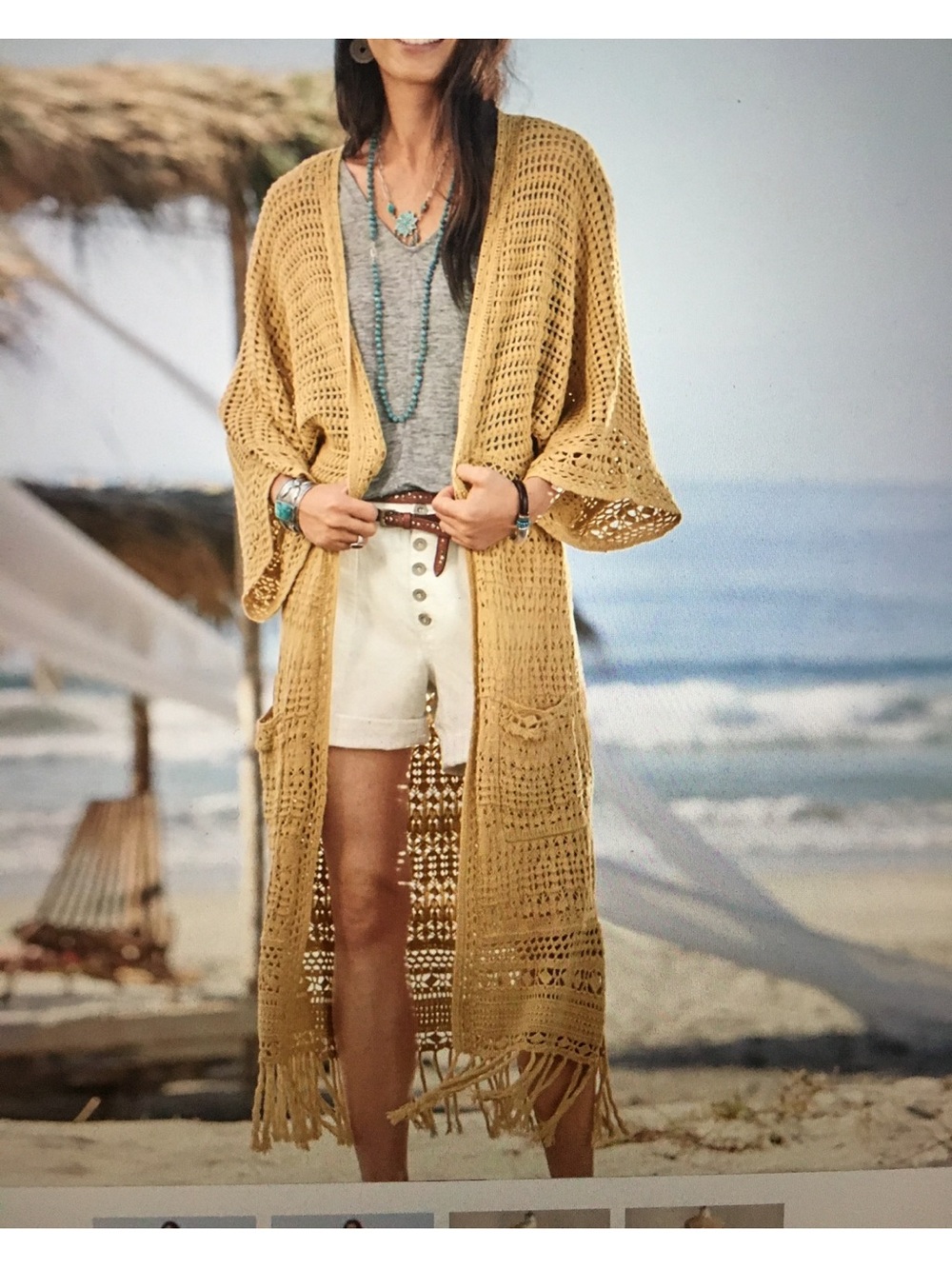 Sundance crotchet Fringe Duster Cardigan